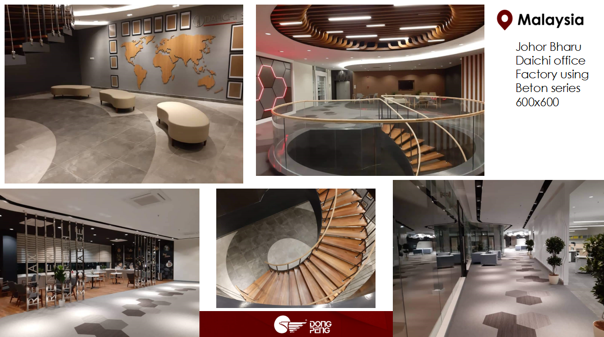 DPHOME projects in Johor Bharu Daichi office Factory using Beton series 600*600 in Malaysia