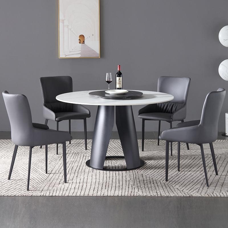 White Sintered Stone Round Shape Dining Table - Dphome