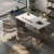 Rectangular Island Table with Stylish Base and Rectangular Cabinet with chairs