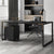 Square Frame Legs Black Rectangular Desk with Small Cabinet 