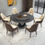 Black Sintered Stone Round Dining Table with Set of Pineapple Chairs