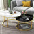 Golden Steel Base Nesting Table with White and Black Sintered Stone Tops
