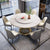 White and Golden Match Sintered Stone Round Dining Table for Hign-end Dining Rooms