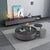 Black Sintered Stone Coffee Tables Set of 3 with Ottoman Chair